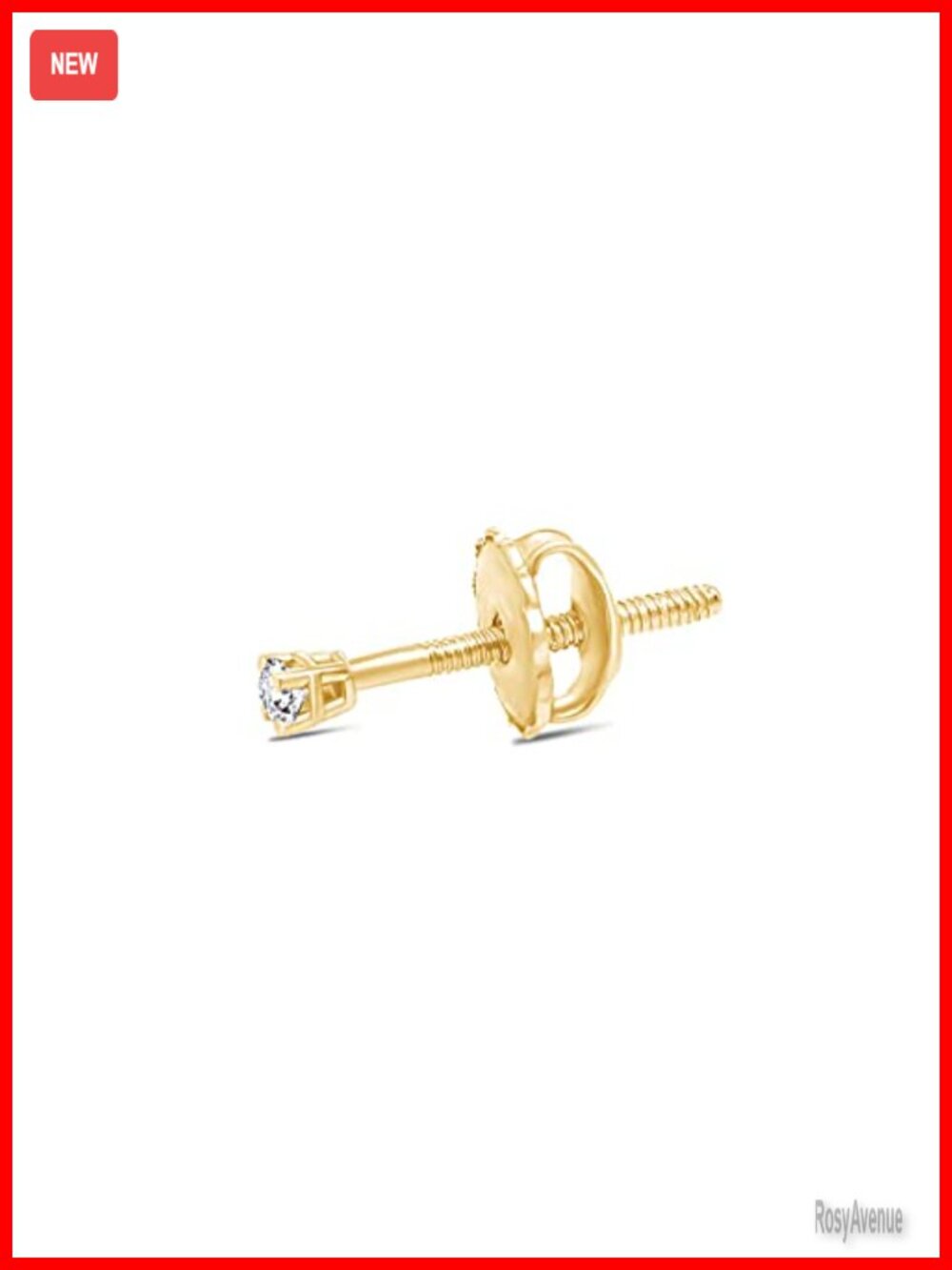 Natural Diamond Mini Stud Screw Back Earring 14k Solid Gold Cartilage Earring